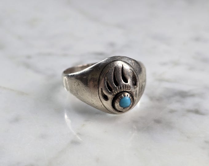 Mens Vintage Sterling Silver Ray Fierro Navajo Bear Paw Ring 7.9g E1995