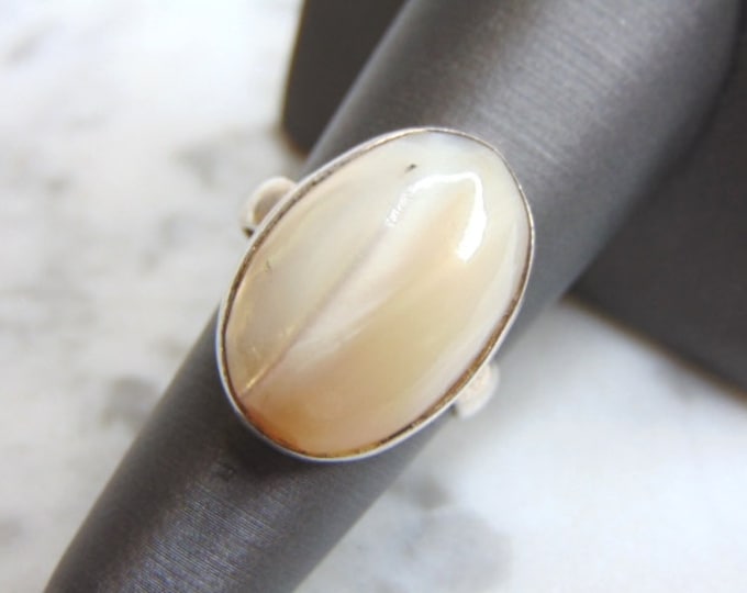 Womens Vintage Estate Sterling Silver Chalcedony Stone Ring 6.3g E4802