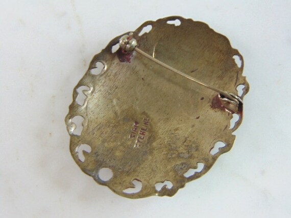 Belle Broche Asiatique En Argent Massif - 6g, 5cm X 3.8cm - Poinçonné Sterling