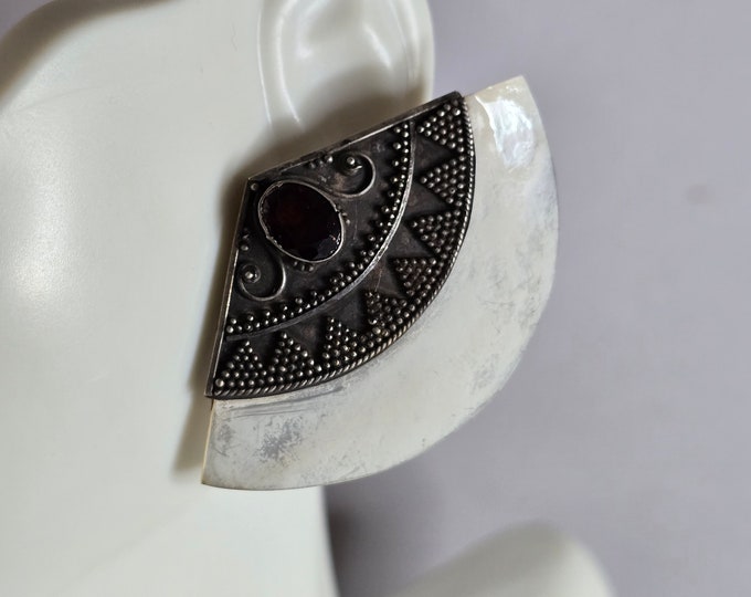 Pr Womens Vintage Estate Sterling Silver Art Deco Fan Earrings, 14.5g E7252