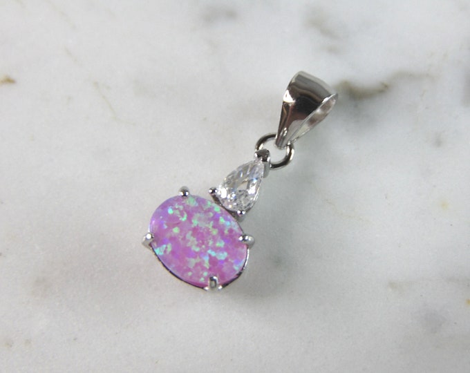 Womens Estate Sterling Silver Modernist Pink Opal Pendant 1.1g E5243