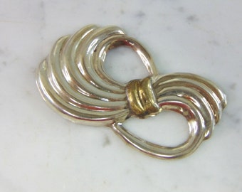 Womens Vintage Estate Sterling Silver Modernist Brooch 19.9g E5403