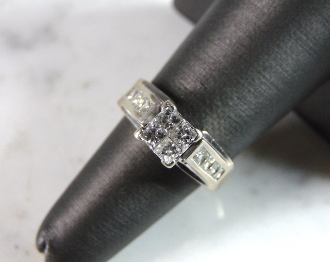 Womens Vintage Estate 14k White Gold Diamond Engagement Ring 7.2g E1009