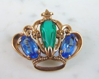Womens Vintage Estate 10K Gold Crown Brooch 11.3g E4219