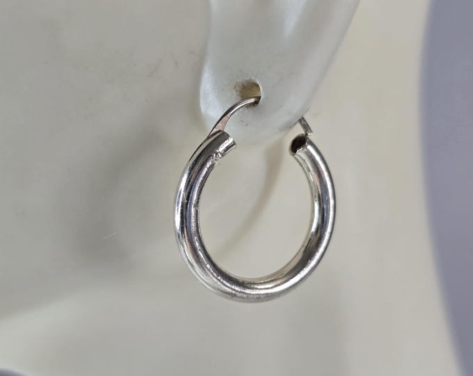 Womens Vintage Estate Sterling Silver Hoop Earrings 2.6g #E3808