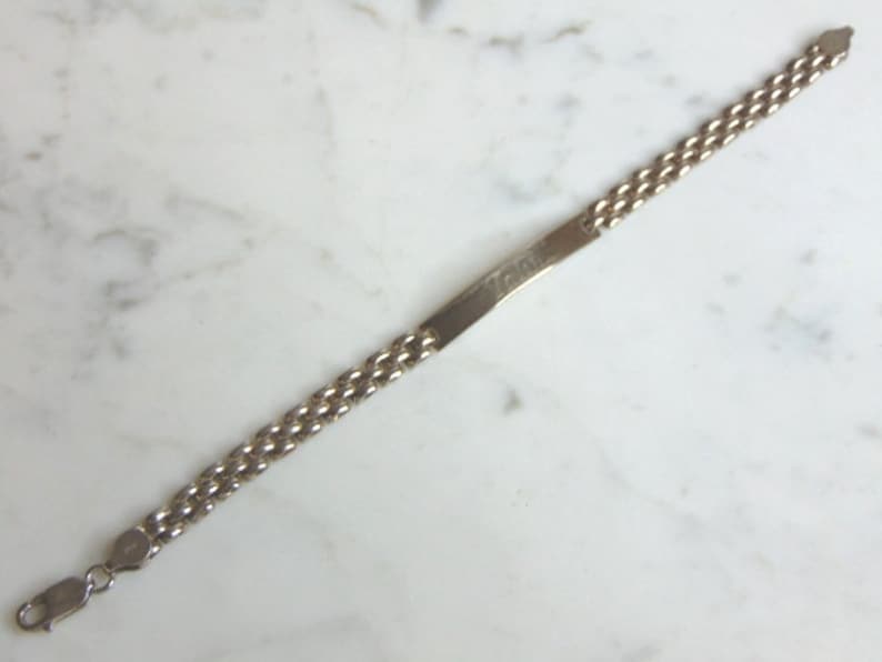 Womens Vintage Estate Sterling Silver ID Bracelet 11.4g E5848