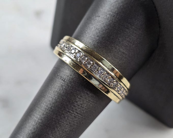 Mens Vintage Estate 10k Yellow Gold Diamond Ring 4.1g #E1491