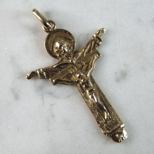 Vintage Estate 10K Yellow Gold Religious Cross Pendant 5.3g E700