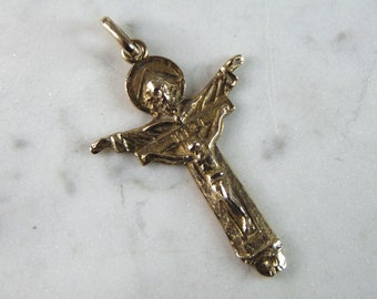 Vintage Estate 10K Yellow Gold Religious Cross Pendant 5.3g E700