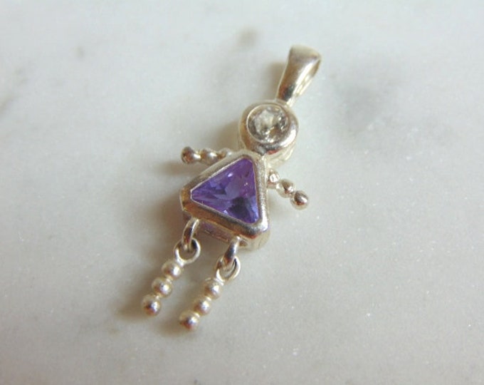Womens Vintage Estate Sterling Silver Kid Pendant 1.6g E5275