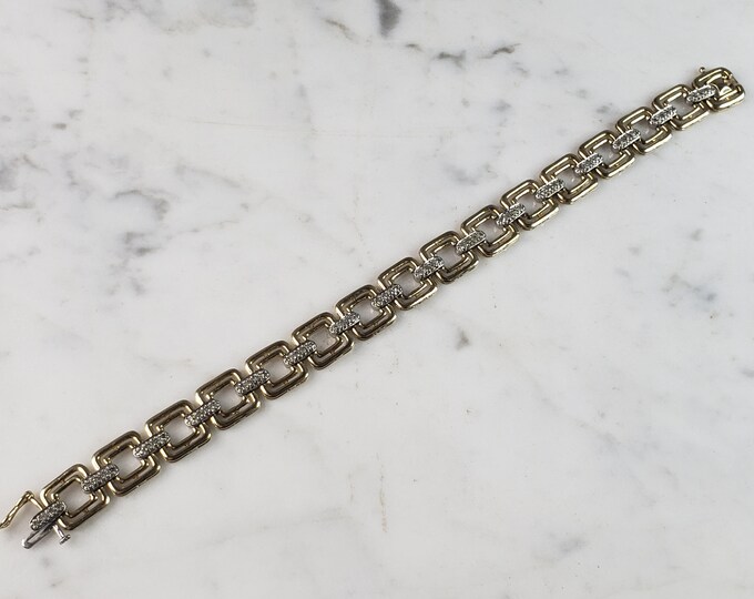 Womens Vintage Estate 10K Gold Diamond Tennis Bracelet  13.5g E2850