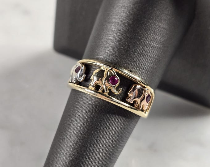 Womens Vintage Estate 14K Yellow Gold Elephant Ring 3.4g E4815