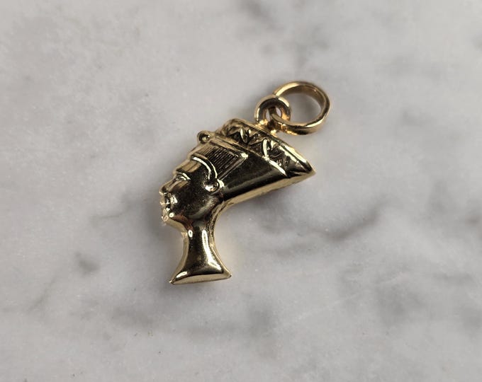 Womens Vintage Estate 14K Gold Queen Nefertiti Pendant 1.5g E4833
