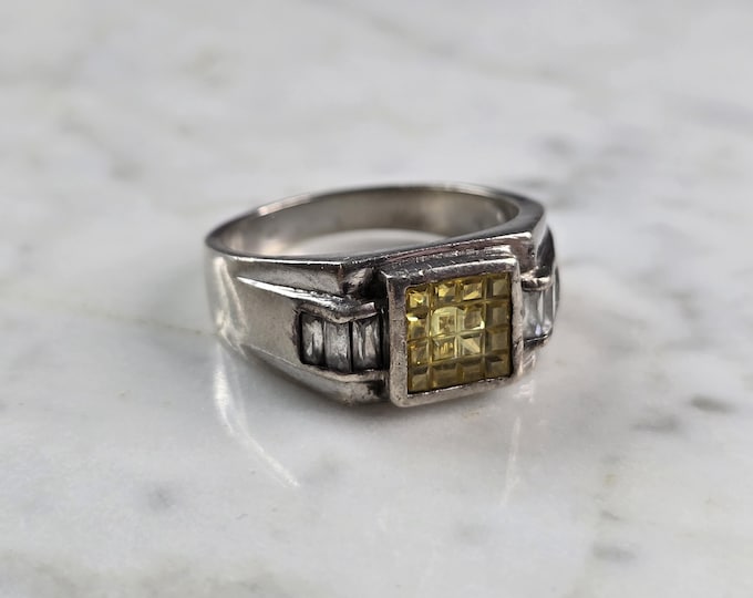 Mens Vintage Estate Sterling Silver Modernist Ring 9.2g E1917