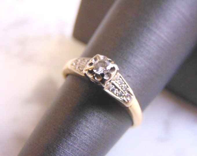 Womens Vintage Estate 14k Yellow Gold Diamond Ring 2.4g #E954
