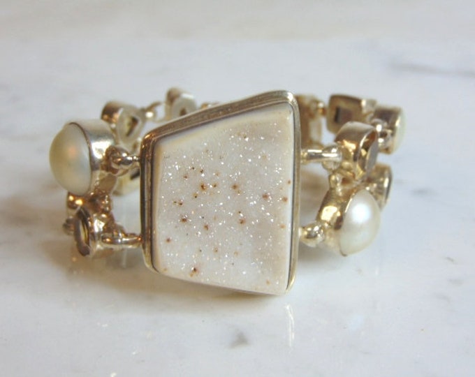 Womens Vintage Estate Sterling Silver Multi Stone Bracelet 72.3g E5521