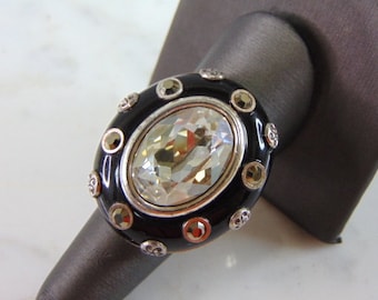 Womens Vintage Estate Sterling Silver CZ Ring 25.3g E2050