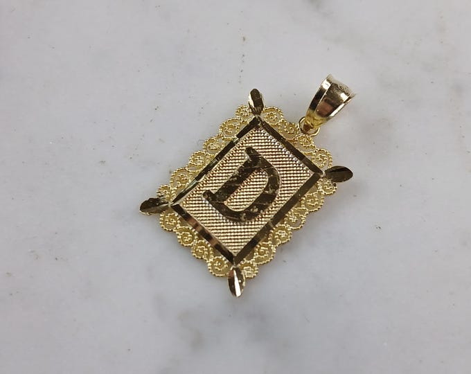 Womens Sterling Silver Gold Tone Initial Letter " D " Pendant 1.3g E7254