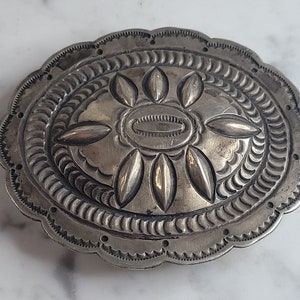 Vintage Estate Sterling Silver Southwestern Belt Buckle 58.5g E6441