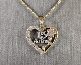 Womens Vintage Estate 14k Gold La Quinceanera Necklace Pendant 6.3g E4700
