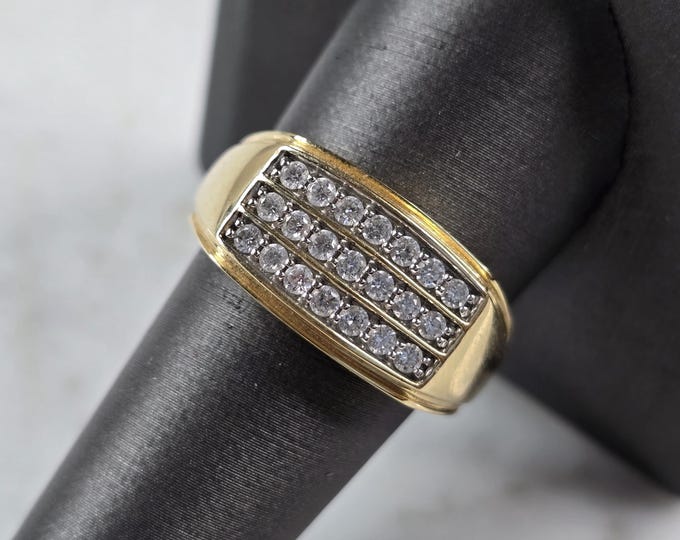 Mens Vintage Estate 14K Yellow Gold Diamond Ring 6.8g E4266