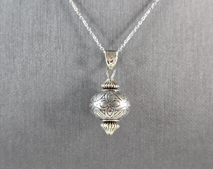 Womens Vintage Estate Sterling Silver Modernist Pendant Necklace 4.5g E3523