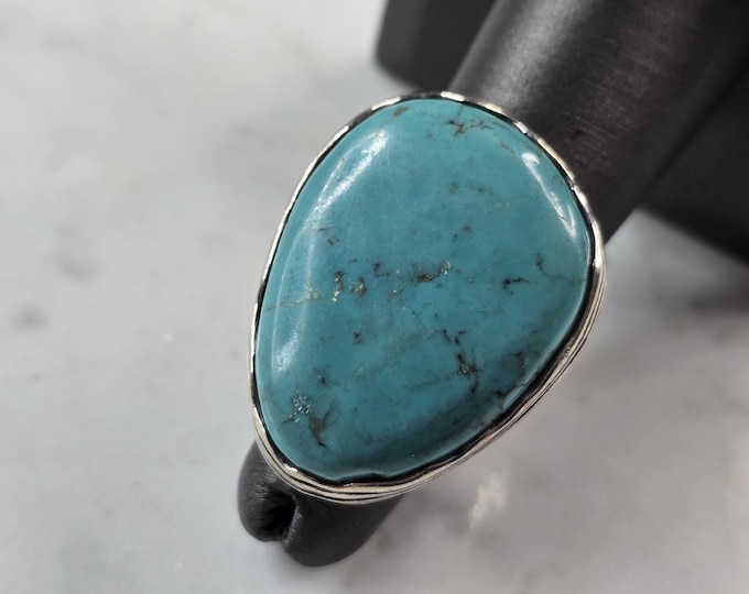 Womens Vintage Estate Sterling Silver Southwestern Turquoise Ring 17.2g E3912