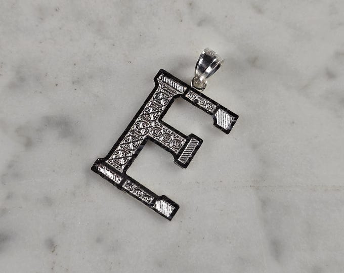 Womens Sterling Silver Initial Letter " E " Pendant 1.6g E4322