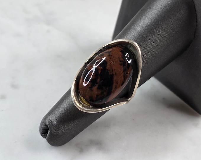 Womens Vintage Estate Sterling Silver Modernist Jasper Ring 7.2g E7107
