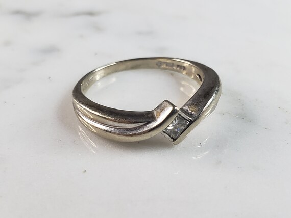 Womens Vintage Estate 14k White Gold Diamond Ring… - image 4