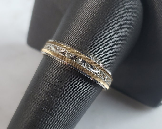 Womens Vintage Estate 10k Yellow & White Gold Diamond Ring 2.3g E1266