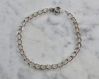 Womens Vintage Estate Sterling Silver Chain Link Charm Bracelet, 4.9g #E3816