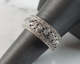 Womens Vintage Estate 10k White Gold Diamond Ring 5.0g  E1067