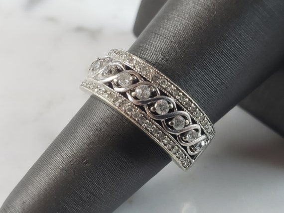 Womens Vintage Estate 10k White Gold Diamond Ring… - image 1