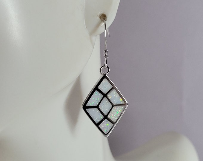 Womens Sterling Silver Modernist Opal Earrings 6.3g E2419