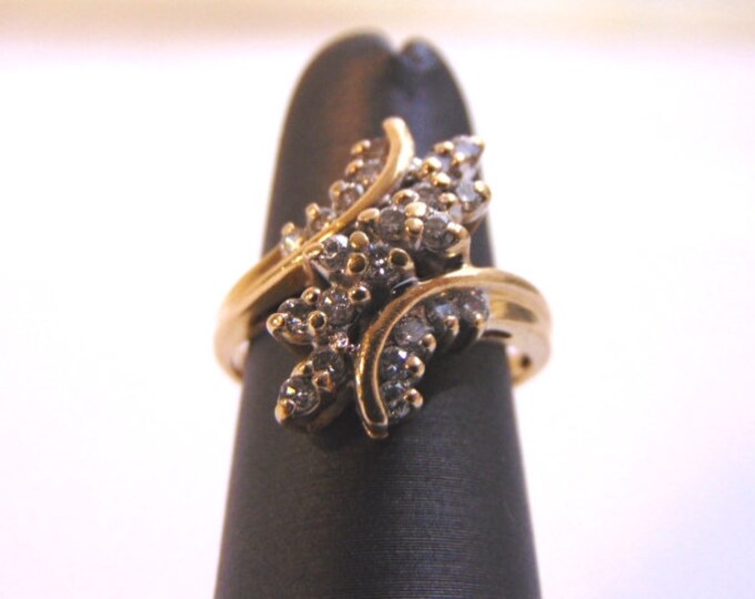 Unique Womens Vintage Estate 14k Gold Diamond Cluster Ring 4.0g E2442
