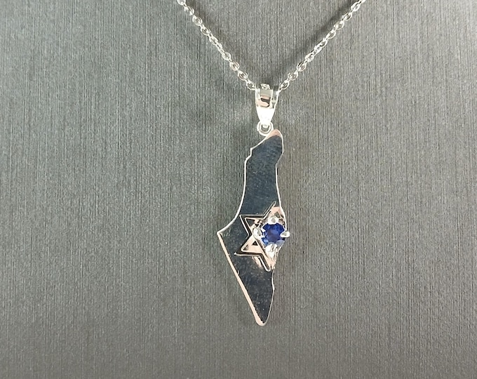 Sterling Silver Jewish Judaica Star of David Israel Pendant Necklace 3.3g E7496