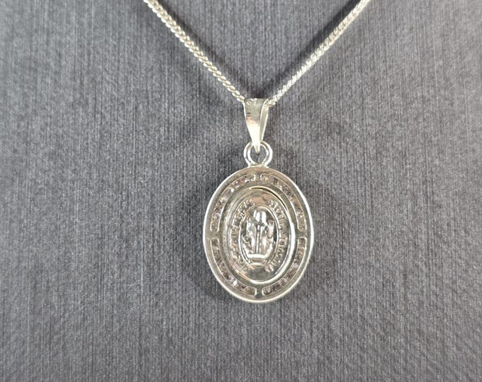 Womens Vintage Sterling Silver Religious St Benedict Pendant Necklace 3.4g E2366
