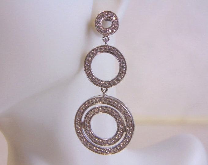 Womens Vintage Estate Sterling Silver Earrings w/ CZ Stones 7.3g #E4046