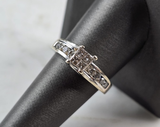 Womens Vintage Estate 14K White Gold Diamond Ring, 5.4g E5869