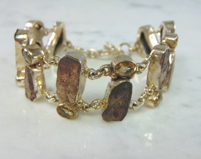Womens Vintage Estate Sterling Silver Modernist Bracelet 62.1g E5628