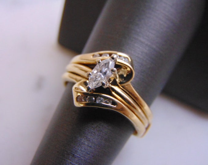 Womens Vintage Estate 14K Gold Diamond Marquise Engagement Ring 5.7g  #E3554