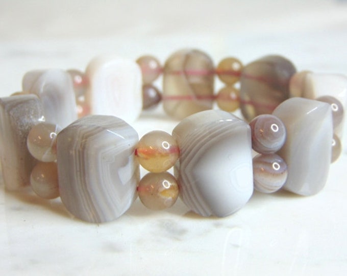 Womens Vintage Estate Agate Bracelet 63.3g E5931