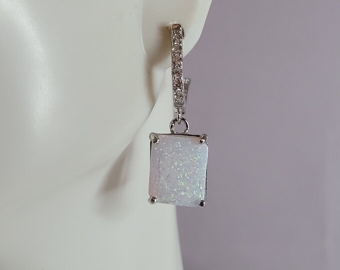 Womens Estate Sterling Silver Modernist Opal Earrings 4.5g E6356