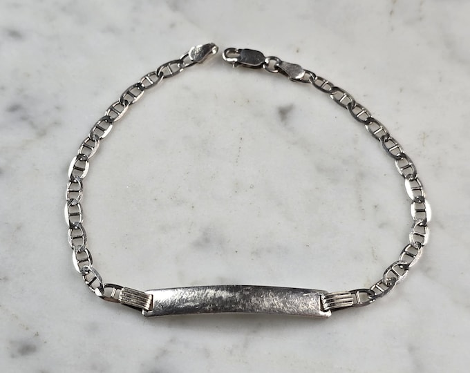 Womens Vintage Estate Sterling Silver ID Bracelet 4.4g E3540
