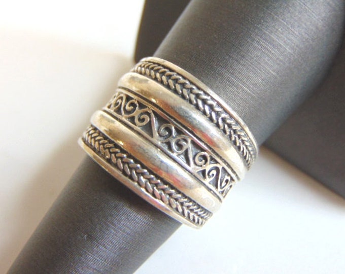 Womens Vintage Estate Sterling Silver Modernist Ring 12.8g E5479