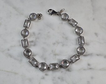 Womens Vintage Estate Sterling Silver Modernist Bracelet 12.4g #E6723