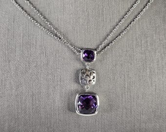 Womens Vintage Estate Sterling Silver Modernist Necklace 7.9g E1782