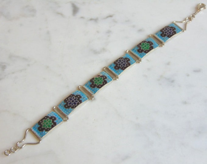 Womens Vintage Estate Sterling Silver Flower Bracelet 22.8g E5550