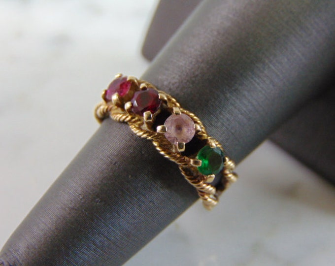 Womens Vintage Estate 10K Yellow Gold Gemstone Tiara Ring  3.4g #E4114